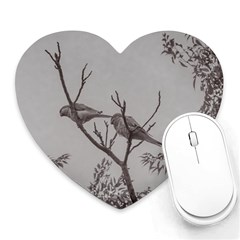 Couple Of Parrots In The Top Of A Tree Heart Mousepads by dflcprints