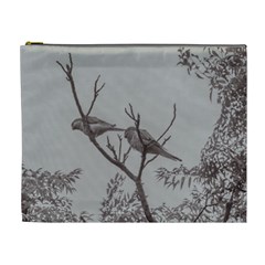 Couple Of Parrots In The Top Of A Tree Cosmetic Bag (xl) by dflcprints