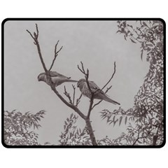 Couple Of Parrots In The Top Of A Tree Fleece Blanket (medium) 