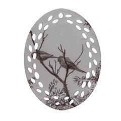 Couple Of Parrots In The Top Of A Tree Oval Filigree Ornament (2-side) 