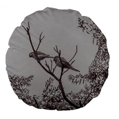 Couple Of Parrots In The Top Of A Tree Large 18  Premium Flano Round Cushions