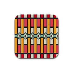 Rhombus And Stripes Pattern 			rubber Square Coaster (4 Pack by LalyLauraFLM