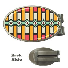 Rhombus And Stripes Pattern 			money Clip (oval)