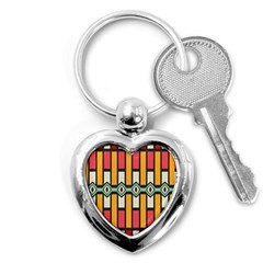 Rhombus And Stripes Pattern 			key Chain (heart) by LalyLauraFLM