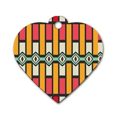 Rhombus And Stripes Pattern 			dog Tag Heart (one Side) by LalyLauraFLM