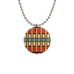 Rhombus And Stripes Pattern 			1  Button Necklace by LalyLauraFLM