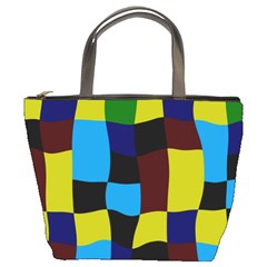 Distorted Squares In Retro Colors 	bucket Bag by LalyLauraFLM