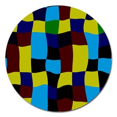 Distorted Squares In Retro Colors 			magnet 5  (round) by LalyLauraFLM