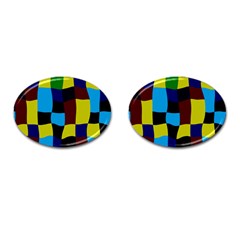 Distorted Squares In Retro Colors 			cufflinks (oval) by LalyLauraFLM