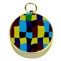 Distorted Squares In Retro Colors 			gold Compass