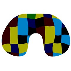 Distorted Squares In Retro Colors Travel Neck Pillow