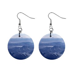 Window Plane View Of Andes Mountains Mini Button Earrings by dflcprints