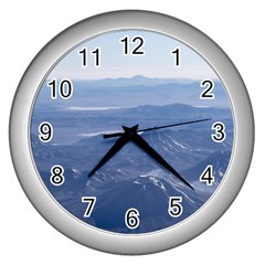 Window Plane View Of Andes Mountains Wall Clocks (silver)  by dflcprints