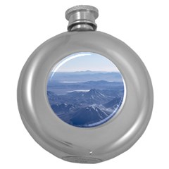 Window Plane View Of Andes Mountains Round Hip Flask (5 Oz) by dflcprints