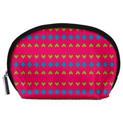 Hearts And Rhombus Pattern Accessory Pouch by LalyLauraFLM