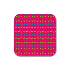 Hearts And Rhombus Pattern 			rubber Square Coaster (4 Pack by LalyLauraFLM