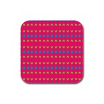 Hearts and rhombus pattern 			Rubber Square Coaster (4 pack Front