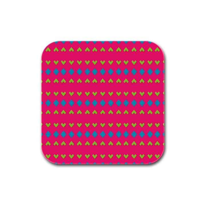 Hearts and rhombus pattern 			Rubber Square Coaster (4 pack