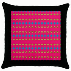 Hearts And Rhombus Pattern 			throw Pillow Case (black) by LalyLauraFLM