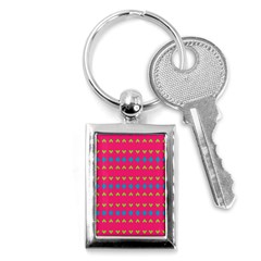 Hearts And Rhombus Pattern 			key Chain (rectangle) by LalyLauraFLM