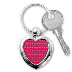 Hearts And Rhombus Pattern 			key Chain (heart) by LalyLauraFLM