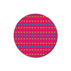 Hearts And Rhombus Pattern 			rubber Coaster (round) by LalyLauraFLM