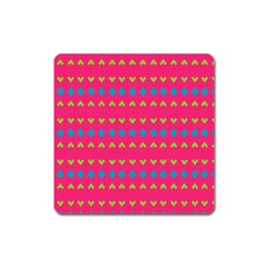 Hearts And Rhombus Pattern 			magnet (square) by LalyLauraFLM