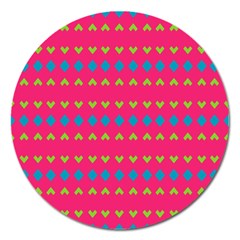 Hearts And Rhombus Pattern 			magnet 5  (round) by LalyLauraFLM