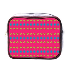 Hearts And Rhombus Pattern 			mini Toiletries Bag (one Side) by LalyLauraFLM