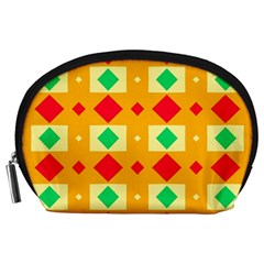 Green Red Yellow Rhombus Pattern Accessory Pouch by LalyLauraFLM