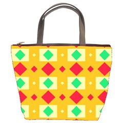 Green Red Yellow Rhombus Pattern 	bucket Bag by LalyLauraFLM