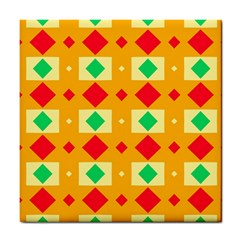 Green Red Yellow Rhombus Pattern 			tile Coaster by LalyLauraFLM