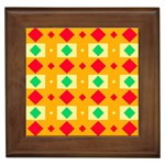 Green red yellow rhombus pattern 			Framed Tile Front