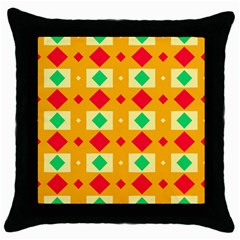 Green Red Yellow Rhombus Pattern 			throw Pillow Case (black) by LalyLauraFLM