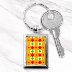 Green Red Yellow Rhombus Pattern 			key Chain (rectangle) by LalyLauraFLM