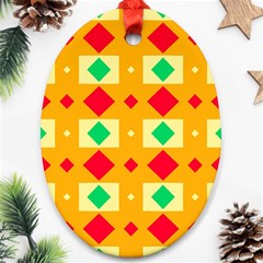 Green Red Yellow Rhombus Pattern 			ornament (oval) by LalyLauraFLM