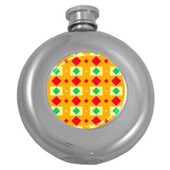 Green Red Yellow Rhombus Pattern 			hip Flask (5 Oz) by LalyLauraFLM