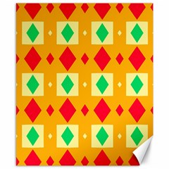 Green Red Yellow Rhombus Pattern 			canvas 8  X 10  by LalyLauraFLM