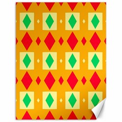 Green Red Yellow Rhombus Pattern 			canvas 12  X 16  by LalyLauraFLM