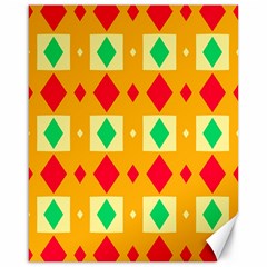 Green Red Yellow Rhombus Pattern 			canvas 16  X 20  by LalyLauraFLM