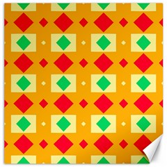 Green Red Yellow Rhombus Pattern 			canvas 20  X 20  by LalyLauraFLM