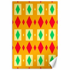 Green Red Yellow Rhombus Pattern 			canvas 24  X 36  by LalyLauraFLM