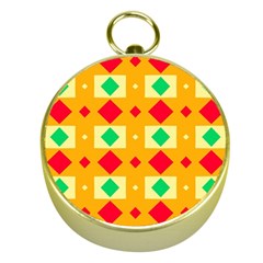 Green Red Yellow Rhombus Pattern 			gold Compass by LalyLauraFLM