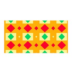 Green Red Yellow Rhombus Pattern Satin Wrap