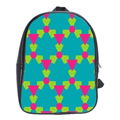 Triangles Honeycombs And Other Shapes Pattern 			school Bag (large) by LalyLauraFLM