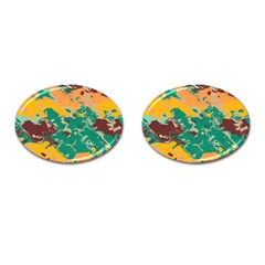 Texture In Retro Colors 			cufflinks (oval) by LalyLauraFLM