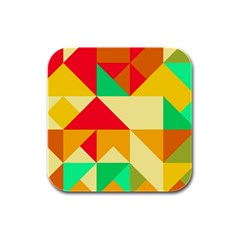 Retro Colors Shapes 			rubber Square Coaster (4 Pack by LalyLauraFLM