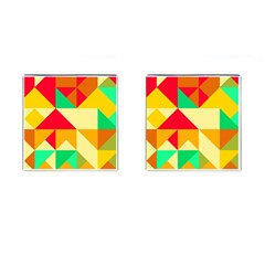 Retro Colors Shapes 			cufflinks (square) by LalyLauraFLM