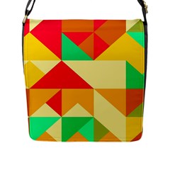 Retro Colors Shapes 			flap Closure Messenger Bag (l) by LalyLauraFLM