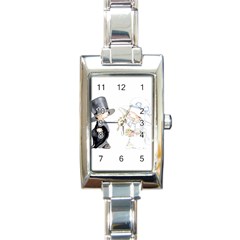 Little Bride And Groom Rectangle Italian Charm Watches